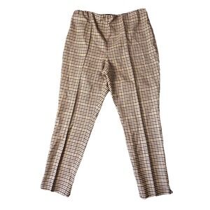 Polo Ralph Lauren Women's Size 16 Wool Blend Tan Checkered Trousers Pants Preppy